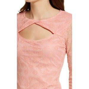 BB Dakota by Steve Madden Long Sleeve Cotton Blend Lace Dress in Orange Crush Si